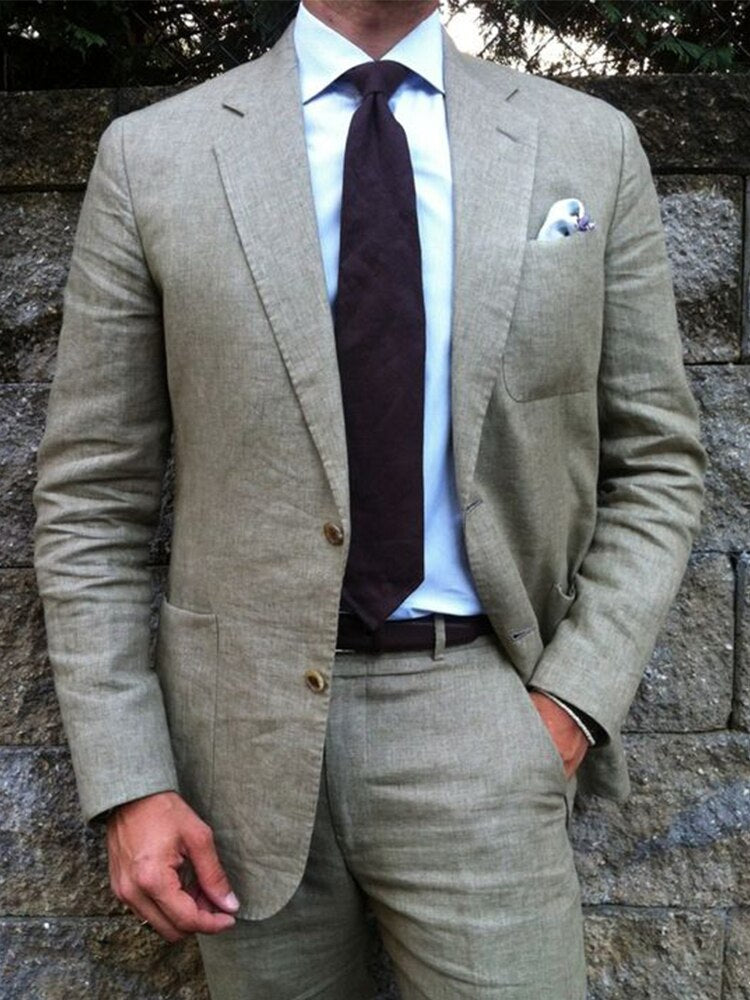 Grey 2 Piece Slim Fit Men Suit Tailor Made Groom Wedding Tuxedo 2 Piece Prom Wedding Business Men Suit Set
