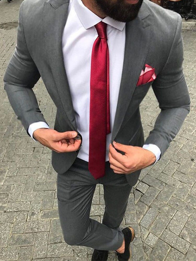 Costume gris 2 pièces pour homme, coupe cintrée, sur mesure, smoking de mariage, bal de promo, mariage, affaires 