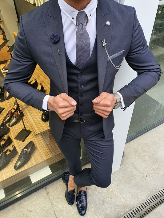 Costume homme gris 3 pièces coupe slim, smoking de mariage sur mesure, costume homme avec pantalon