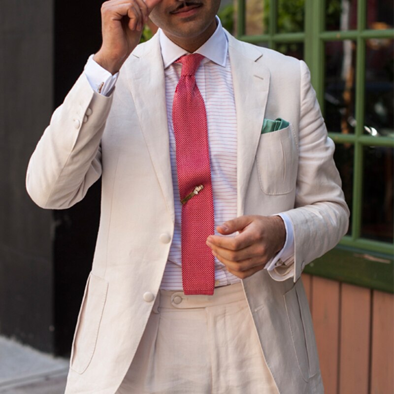 Traje formal de 2 piezas entallado color marfil para hombre, esmoquin personalizado para novio, boda, graduación, boda, conjunto de 2 piezas