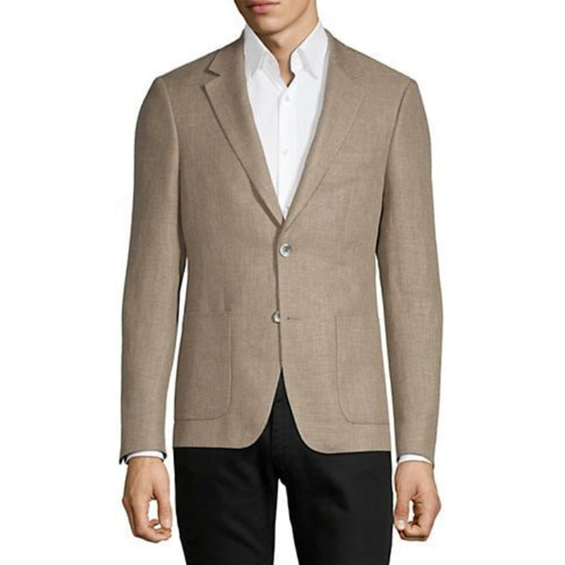 Traje de lino caqui de 2 piezas para hombre, corte entallado, para verano, para playa, novio, boda, esmoquin, traje informal a medida para hombre