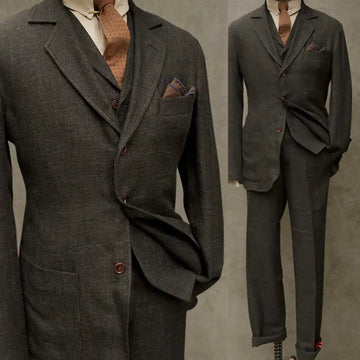 Elegant 3-Piece Men's Suit Set Blazer Vest Pants with Bow Tie for Business and Weddings, Tailored Fit, Stylish Gray Formal Attire
