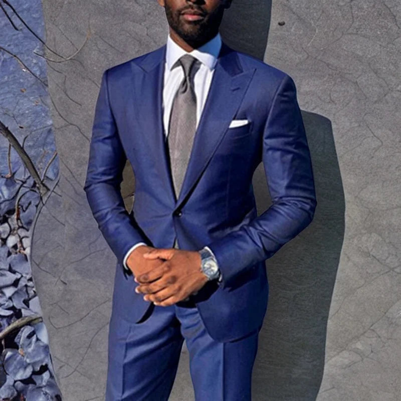 Costume 2 pièces slim fit pour homme, veste et pantalon, tenue de soirée formelle, smoking de marié sur mesure