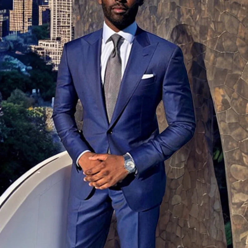 Costume 2 pièces slim fit pour homme, veste et pantalon, tenue de soirée formelle, smoking de marié sur mesure
