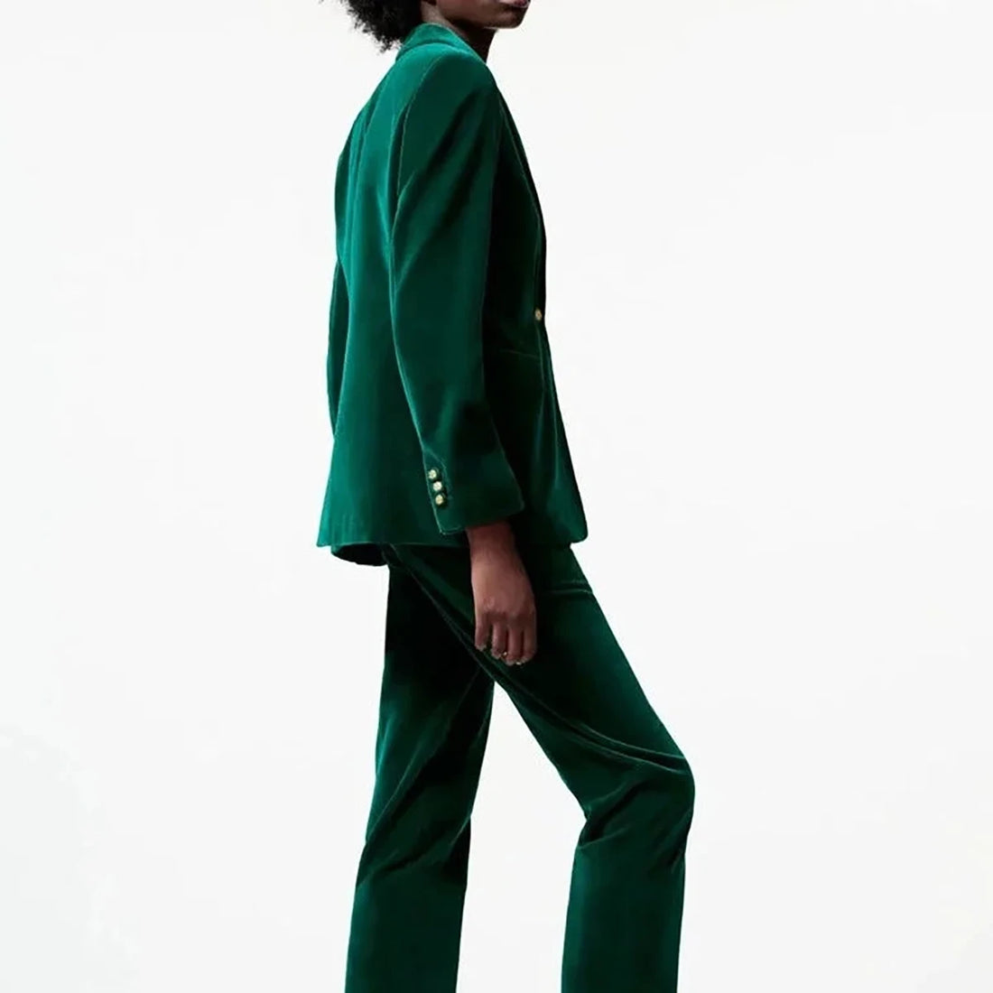 Trajes de pantalón de terciopelo de otoño para mujer, cuello en V, para fiesta de noche, esmoquin holgado de 2 piezas, chaqueta y pantalón. 
