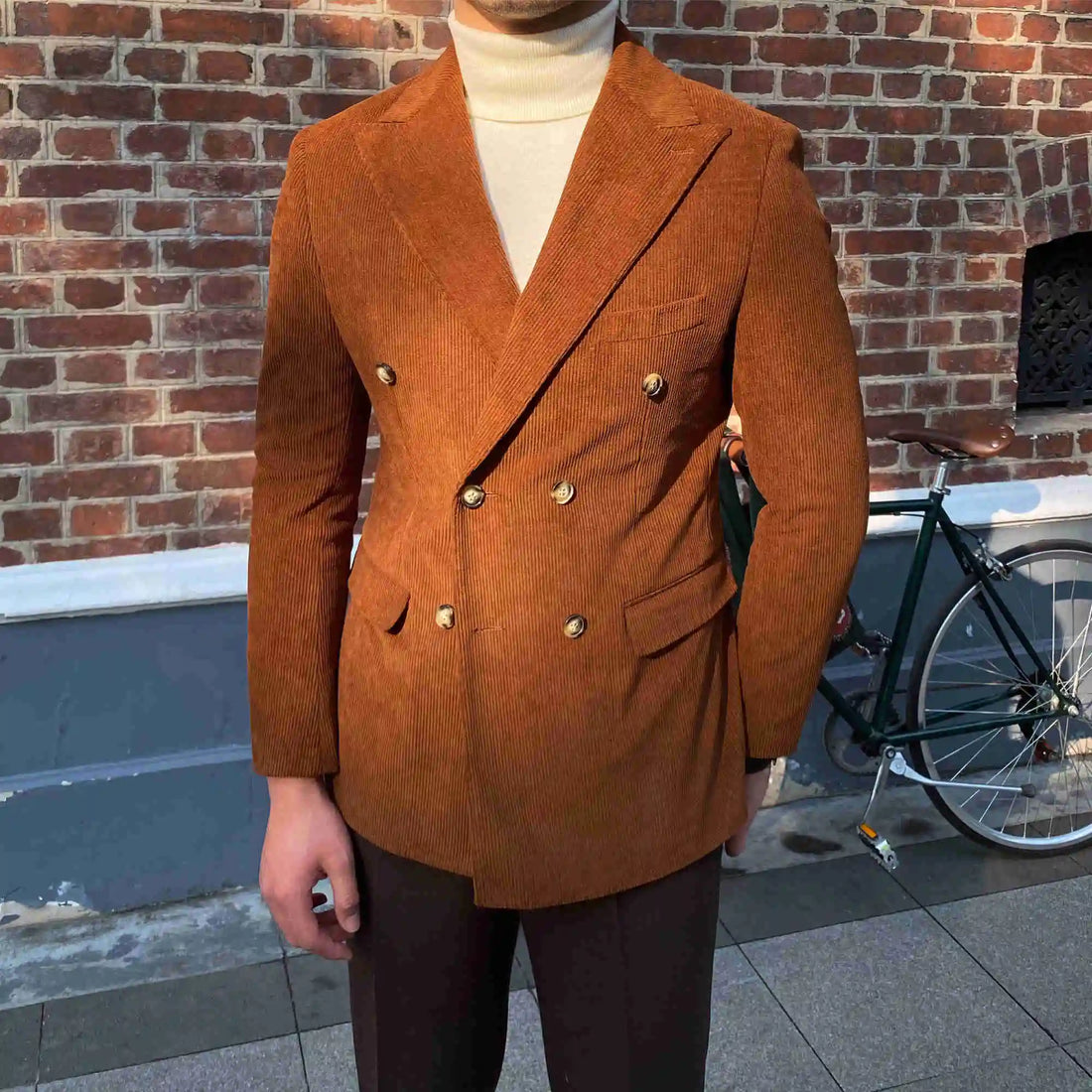 Blazer croisé élégant en velours côtelé bleu pour homme – Veste de costume slim de luxe pour mariages, dîners et événements spéciaux