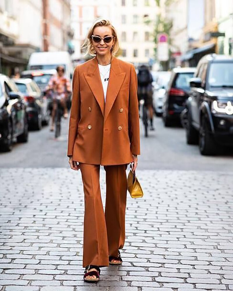 Conjunto de ropa de calle para mujer, blazer de manga larga, pantalones de boda, traje de oficina para mujer, conjuntos deportivos de dos piezas 