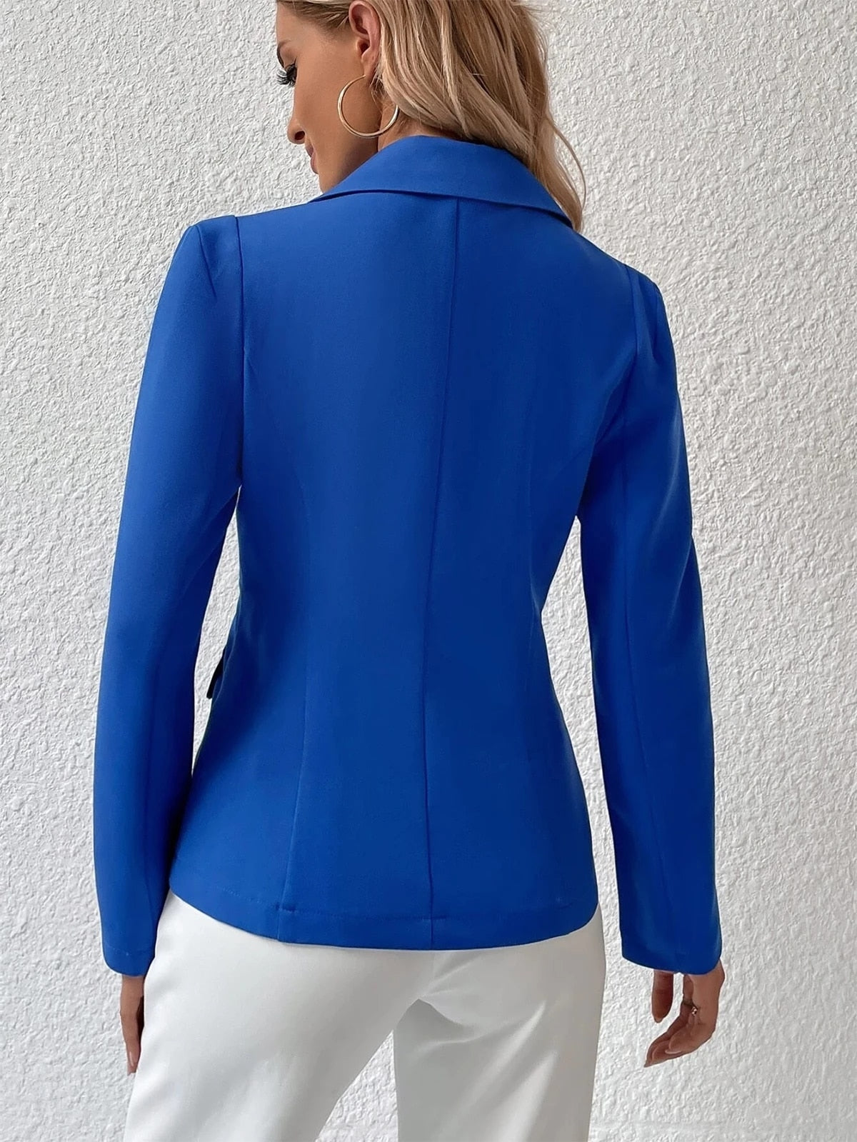 Belt Design Blue Blazer Dress Women Long Sleeve Short Jacket Formal Office Ladies Party One Piece