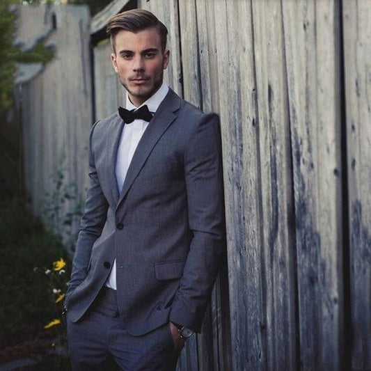 Costume gris pour homme, 2 pièces, pour mariage, soirée, bal de promo, blazer, veste d'affaires 