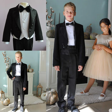 Black 2 Pieces Boys Formal Wear for Wedding Notched Lapel Little Boy Suit Kids Wedding Prom Suits Tuxedos (jacket+pants)