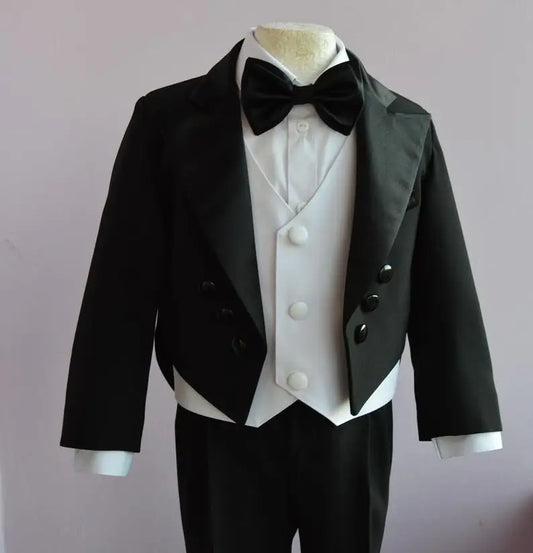 Black 2 Pieces Boys Formal Wear for Wedding Notched Lapel Little Boy Suit Kids Wedding Prom Suits Tuxedos (jacket+pants)