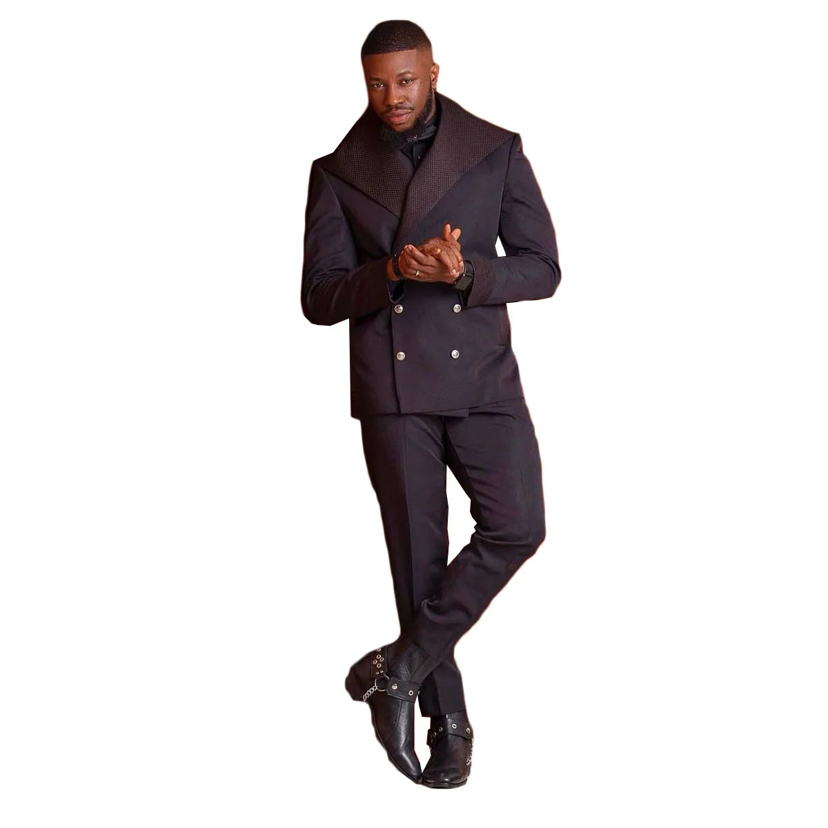 Traje negro de 2 piezas para hombre, blazer, pantalón cruzado, para caballero, para negocios, trabajo, formal, informal, diario, para graduación, a medida