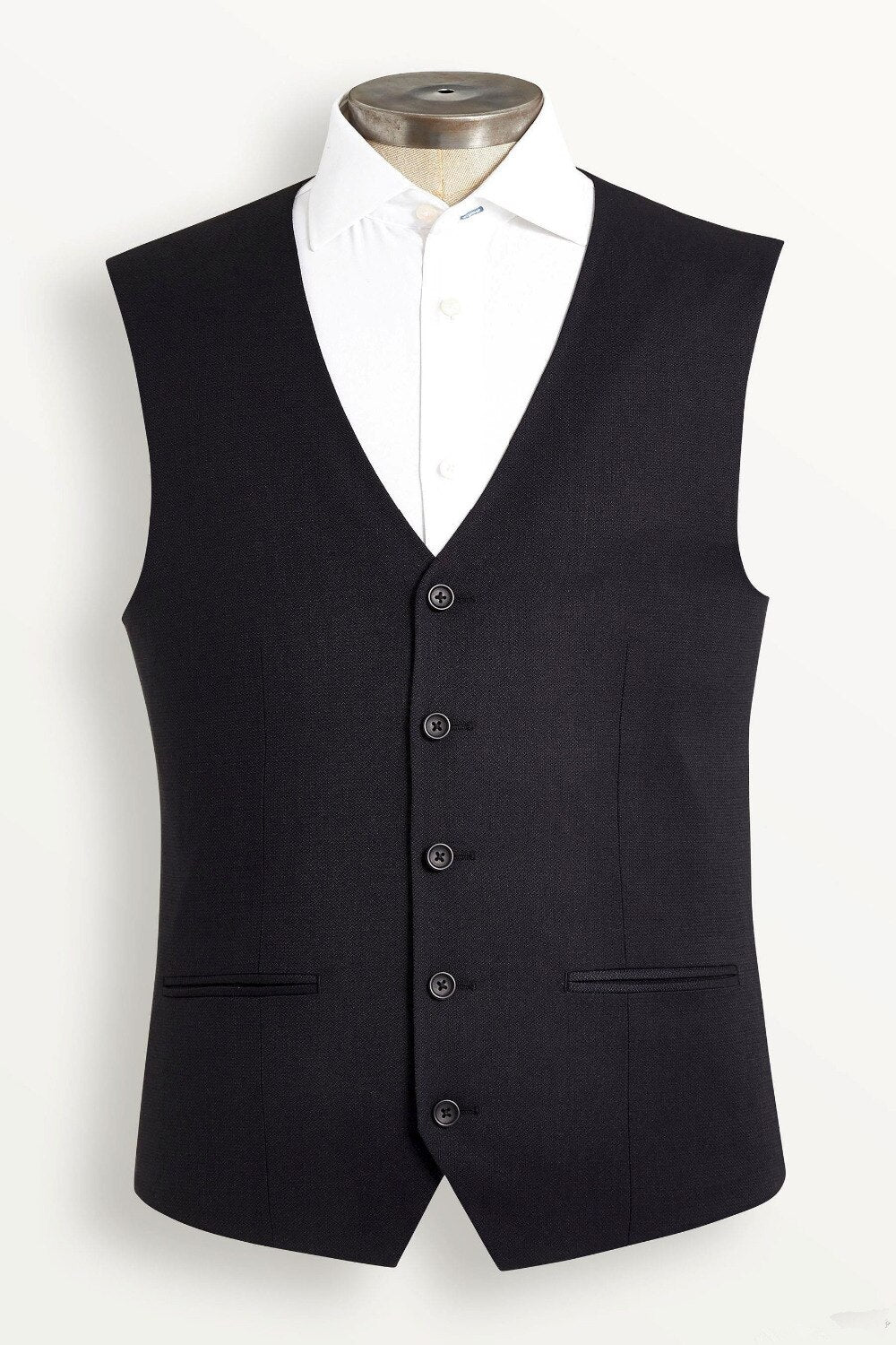 Ensemble 3 pièces noir (veste + pantalon + gilet) pour smoking formel, blazer de mariage, pantalon, revers cranté, 2 boutons, sur mesure, pour soirée 