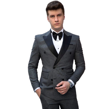 Black Business Men Suit Wedding Tuxedos Double Breasted Two-Piece Jacket And Pants Groom Groomsman Suits