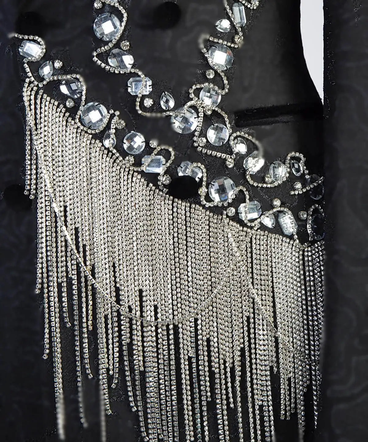 Traje de hombre de cristal negro con borlas vintage, esmoquin con solapa de pico, chaqueta de fiesta para padrinos de boda, vestido formal de 2 piezas
