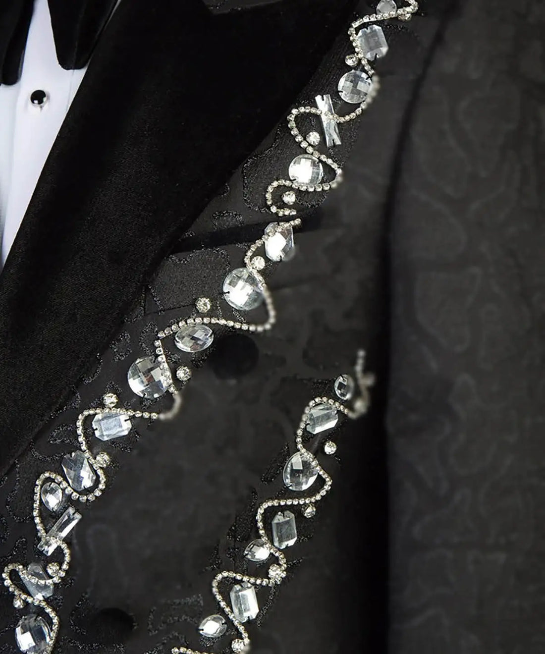 Traje de hombre de cristal negro con borlas vintage, esmoquin con solapa de pico, chaqueta de fiesta para padrinos de boda, vestido formal de 2 piezas
