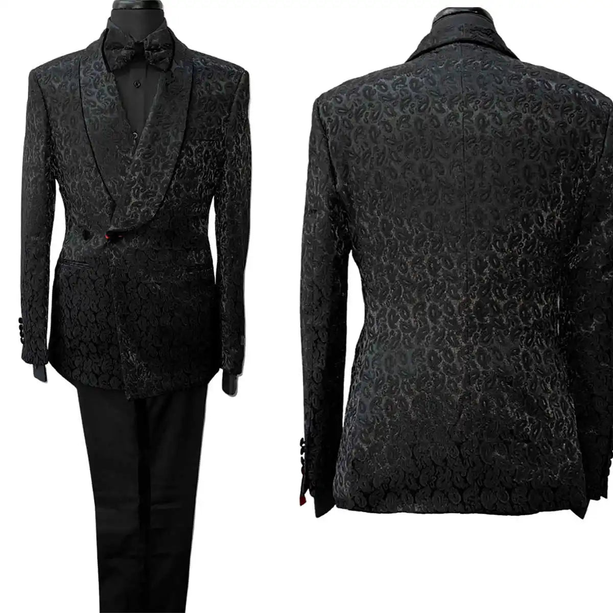 Black Men's Suit 2 Pieces Blazer Pants Shawl Collar Single Breasted Buckle Business Work Wear Wedding Prom Costume