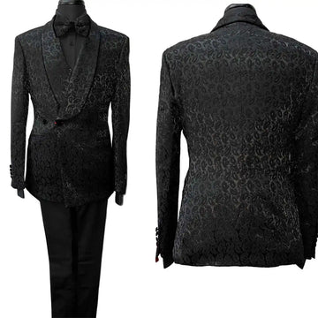 Black Men's Suit 2 Pieces Blazer Pants Shawl Collar Single Breasted Buckle Business Work Wear Wedding Prom Costume