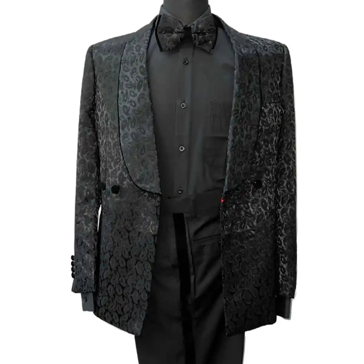 Black Men's Suit 2 Pieces Blazer Pants Shawl Collar Single Breasted Buckle Business Work Wear Wedding Prom Costume