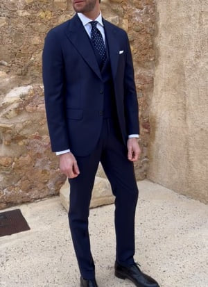 Traje de hombre de 2 piezas, blazer, pantalón, botonadura sencilla, solapa de pico, esmoquin, traje de novio para boda de negocios 