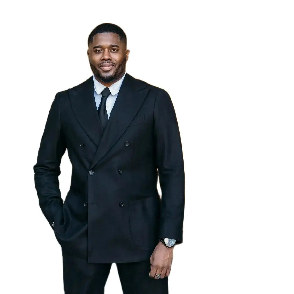 Black Men's Suit Double Breasted Male Blazer Sets Business Tuxedos Jacket and Pants Plus Size Wedding Groom Wear