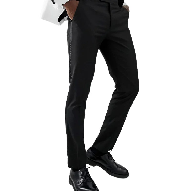 Men's Classic Fit Black Dress Pants with Flat Front and Slim Leg Design
