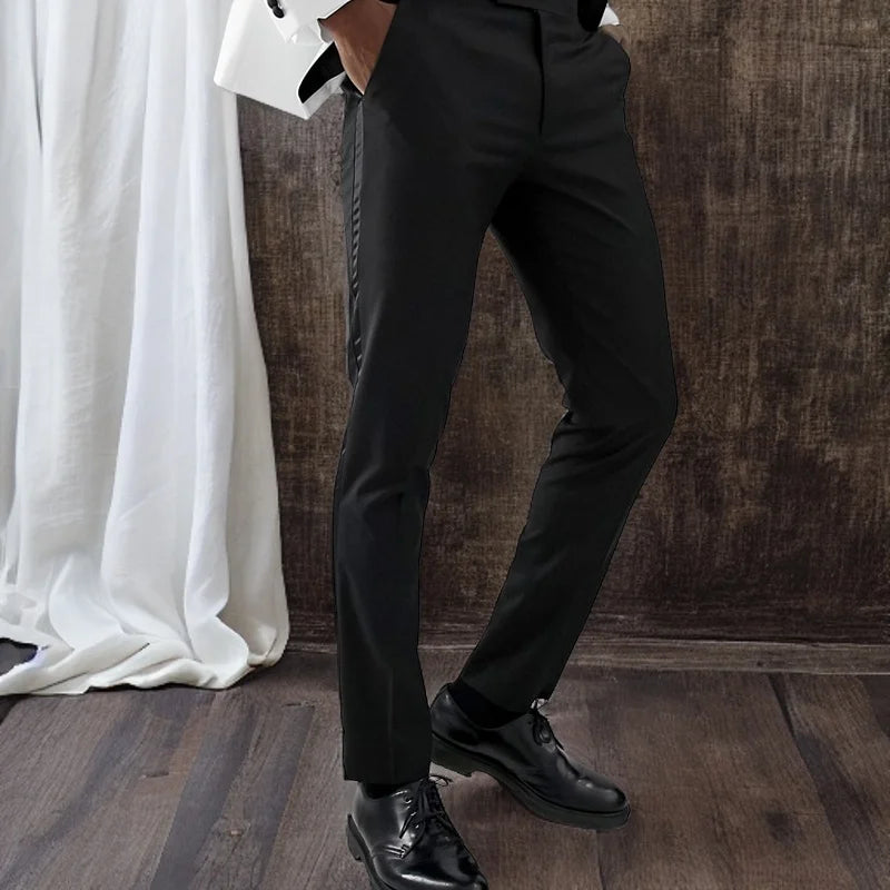 Men's Classic Fit Black Dress Pants with Flat Front and Slim Leg Design
