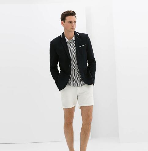 Black Men Blazer Jacket Slim Fit Tuxedo Short White Man Suit with Pants Terno Men Summer Groom Wear Suits Sets