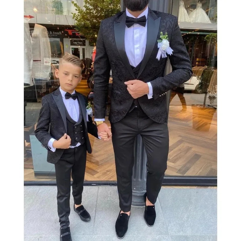 Costume de soirée noir pour garçon, smoking pour homme, pour mariage, bal de promo, 3 pièces, veste, gilet et pantalon
