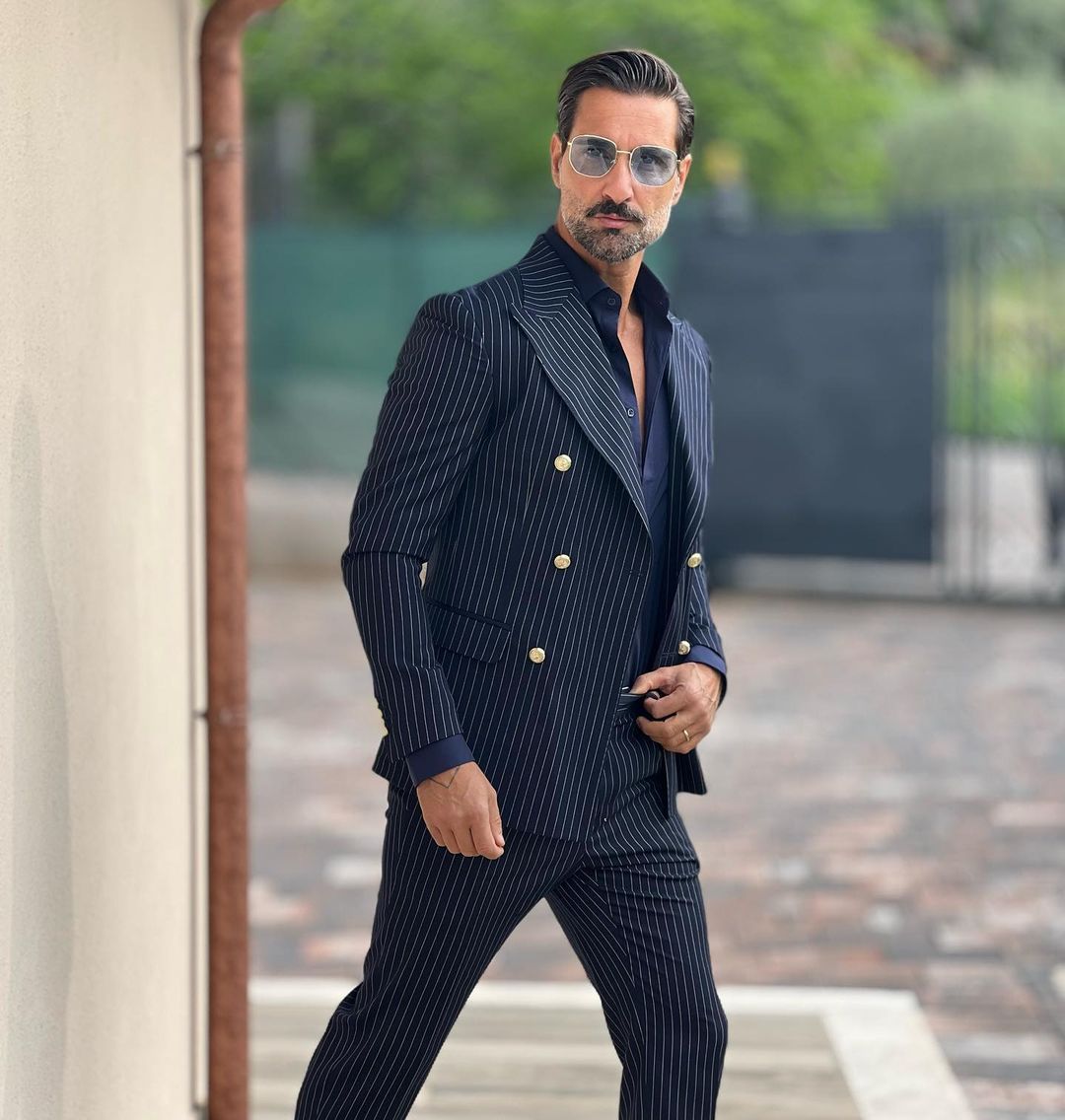 Costume classique à rayures noires pour homme, croisé, deux pièces, veste et pantalon, sur mesure, de créateur, pour occasion formelle 