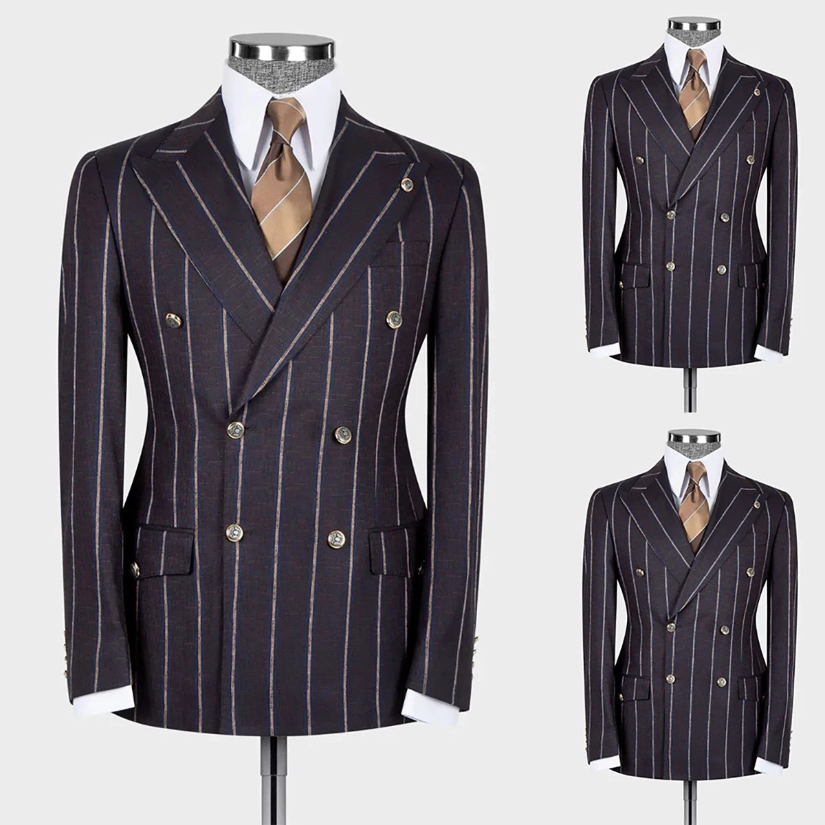 Black Stripes Men Suit Tailor-Made One Piece Men Blazer Tuxedo Double Breasted Formal Wedding Groom Business Prom Tailored