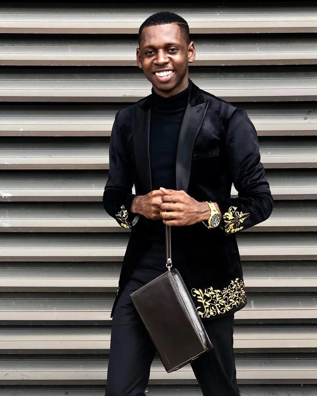 Black Unique Business Men Suits With Applique One Pieces Jacket Custom Made Designer Wedding Party Formal Occasion