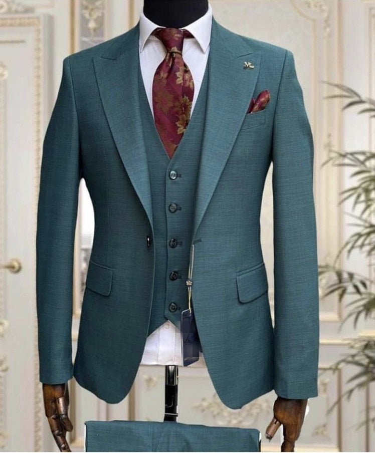 Black Wedding Men Suits Groom Tuxedos Business Blazer Trousers Prom Party Wear Coat 3Pcs(Jacket+Pants+Vest)Costume Homme Mariage
