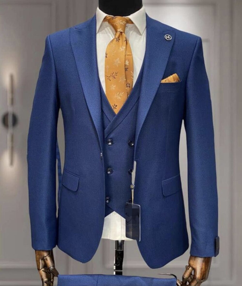 Black Wedding Men Suits Groom Tuxedos Business Blazer Trousers Prom Party Wear Coat 3Pcs(Jacket+Pants+Vest)Costume Homme Mariage