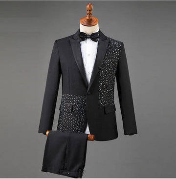 Costume homme noir et blanc pour occasion spéciale, marié, garçon d'honneur, fête de mariage, smoking, ensemble 2 pièces, veste, pantalon, cadeau, nœud papillon 
