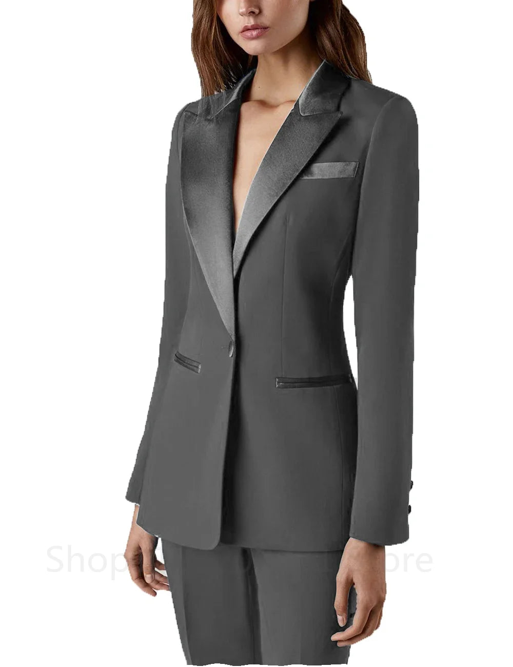 Traje negro de 2 piezas para mujer, para boda, esmoquin, fiesta, oficina, trabajo, corte entallado, para dama de negocios, blazer con pantalones. 