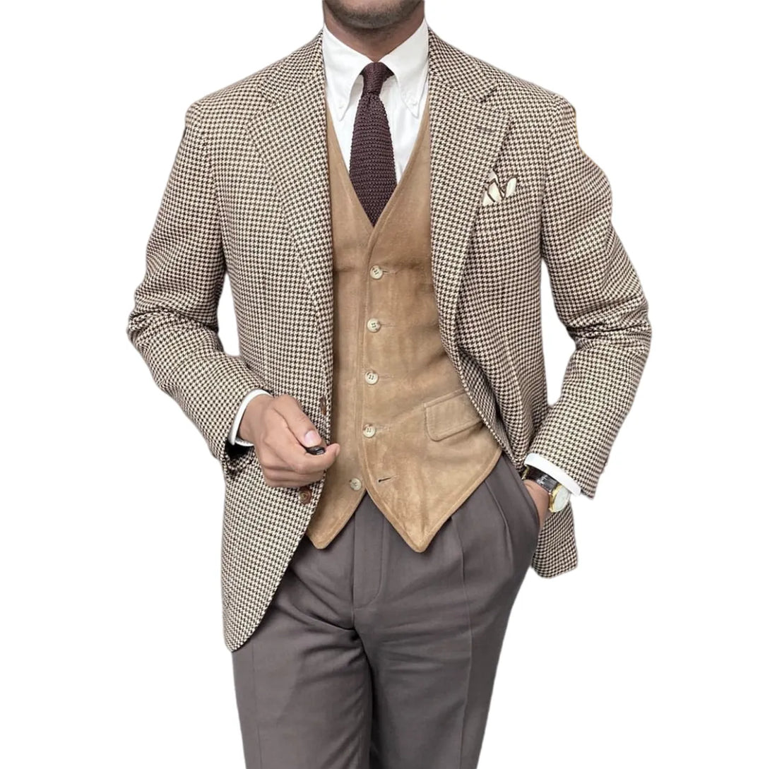 Blazer Sets Wedding Man Suits Plaid Luxury Halloween Costumes 3-Piece Suit For Men Superimposed Garments Groom Prom Dresses