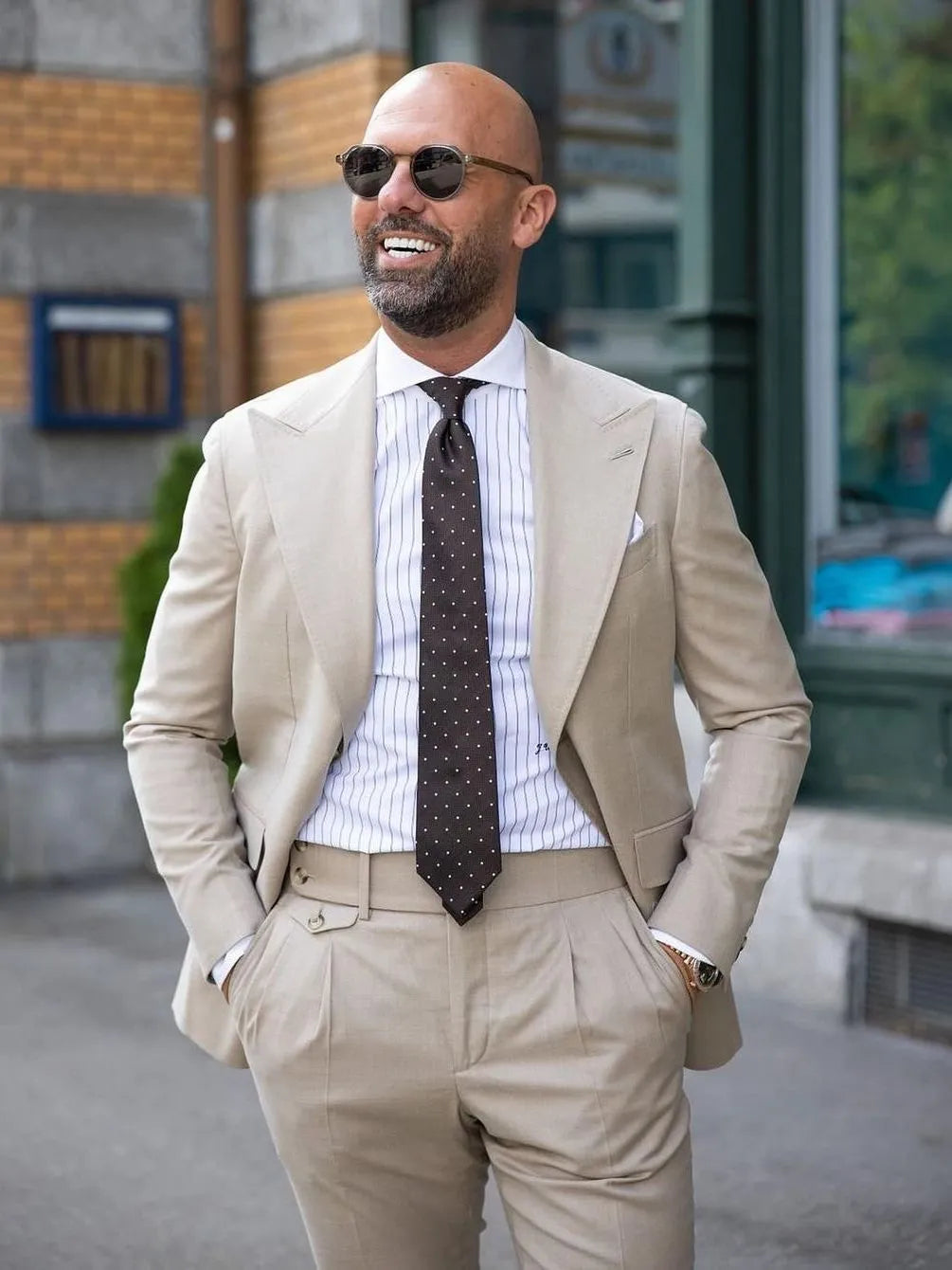 Ensemble blazer pour homme, costume de mariage 2 pièces, coupe slim, beige, un bouton, grande taille, smoking, robe de soirée