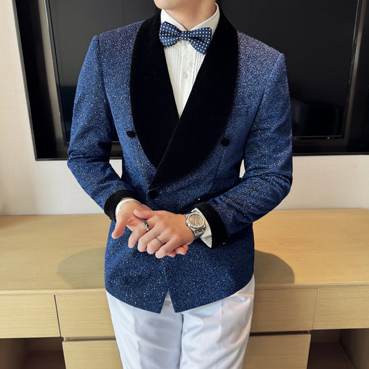 Ensemble smoking croisé rouge pailleté élégant pour homme - Parfait pour les mariages, les fêtes et les événements formels