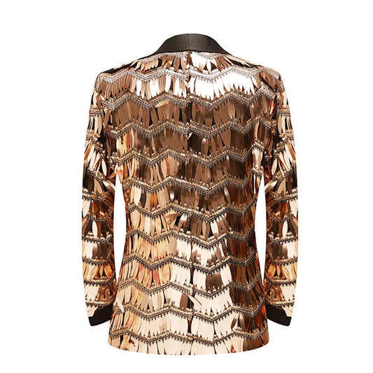 Costume blazer métallique élégant pour hommes, ensemble 2 pièces, veste de smoking de fête élégante avec pantalon noir, parfait pour les mariages et les occasions spéciales
