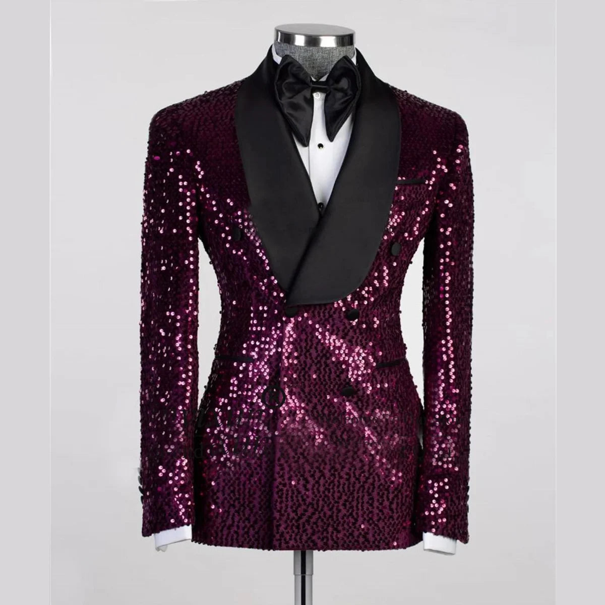 Conjunto de blazer con lentejuelas para hombre: esmoquin de dos piezas de alta calidad para fiestas, bodas y eventos formales en rojo vibrante.