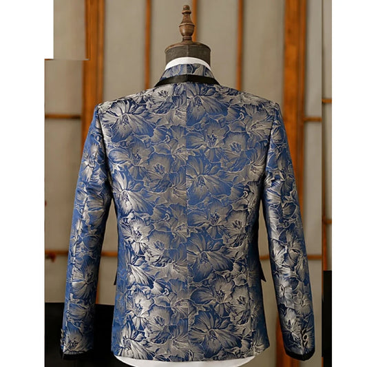 Stylish Floral Blazer Suit for Men - Tailored 2-Piece Wedding Tuxedo Set with Elegant Pants and Jacket