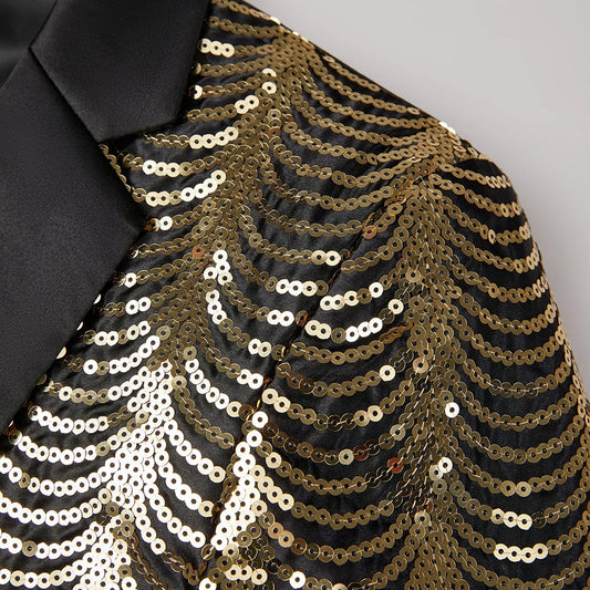 Ensemble de costume blazer à paillettes pour homme : veste de smoking élégante avec pantalon pour fêtes et mariages, tenue tendance et élégante