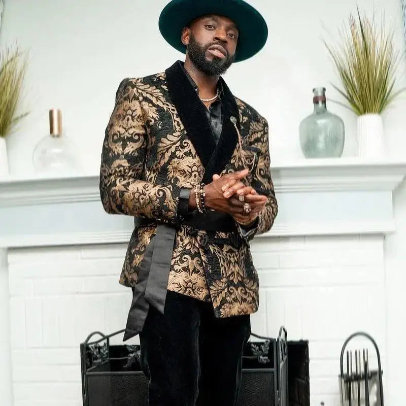 Stylish Men's 2-Piece Blazer Suit Set with Elegant Pattern - Perfect for Weddings, Parties, and Formal Events