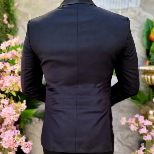 Elegante conjunto de traje de 3 piezas con chaleco para hombre, elegante chaqueta de esmoquin para bodas, fiestas y eventos formales, atuendo negro de diseñador.