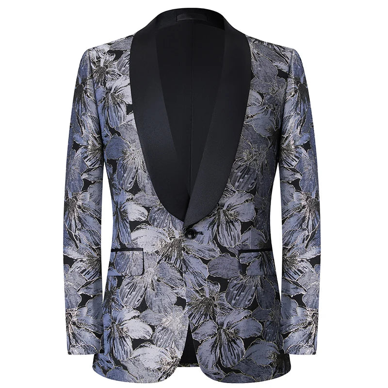 Blazer fleuri élégant pour homme - Veste sur mesure haut de gamme pour mariages, fêtes et événements formels