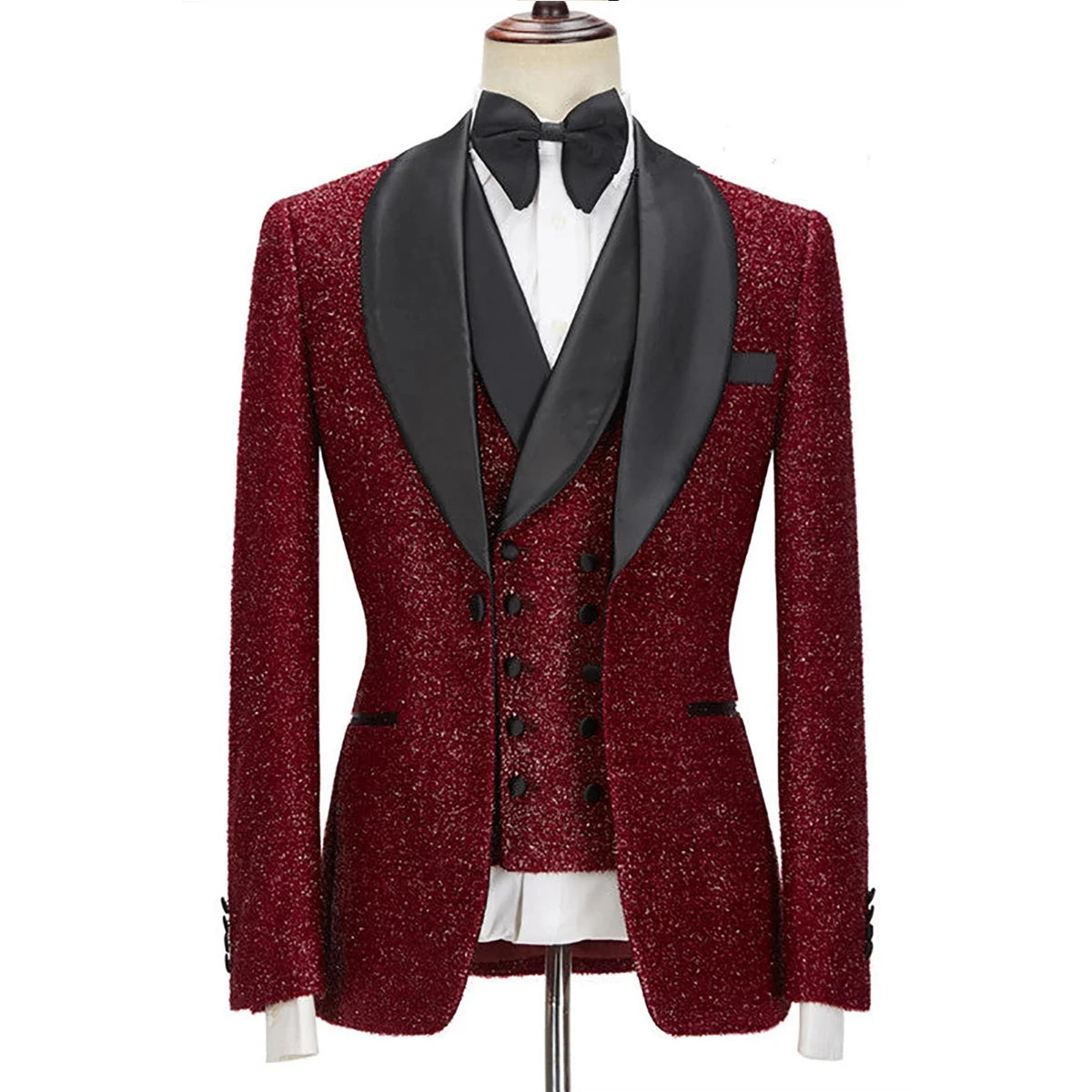 Impresionante esmoquin rojo brillante para hombre: blazer de primera calidad con chaleco y pantalón para fiestas, bodas y ocasiones especiales.