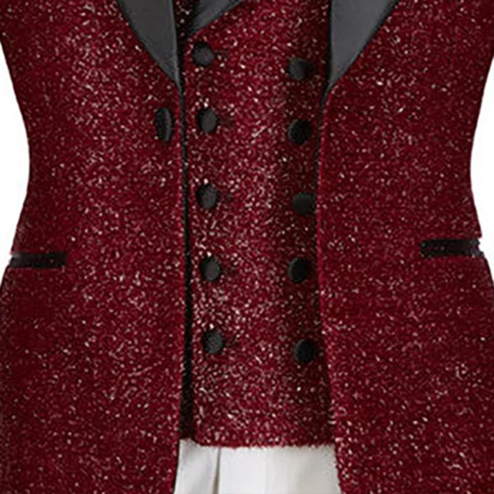 Impresionante esmoquin rojo brillante para hombre: blazer de primera calidad con chaleco y pantalón para fiestas, bodas y ocasiones especiales.