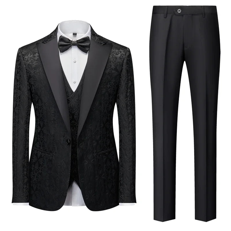 (Blazer + chaleco + pantalones) Trajes de moda con estampado de boutique para hombre, informales, formales, de oficina, de negocios, para novio, boda, fiesta