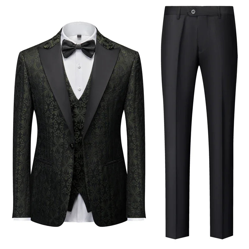 (Blazer + chaleco + pantalones) Trajes de moda con estampado de boutique para hombre, informales, formales, de oficina, de negocios, para novio, boda, fiesta